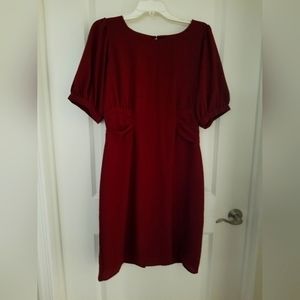 Express Fashion red crepe half sleeve dress, lined, with keyhole back, large